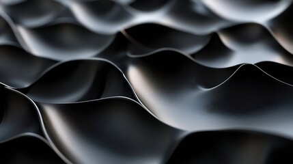 Fototapete - Waves of smooth black fabric creating a modern and elegant texture : Generative AI