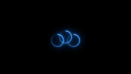 Wall Mural - Glowing Neon blue circle frame loading icon animation in retro style 4k video.	