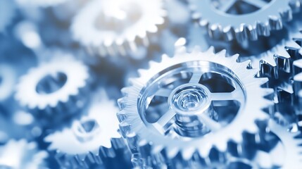 Leinwandbilder - Close up view of intricate metal gears showcasing precision engineering and mechanical design : Generative AI