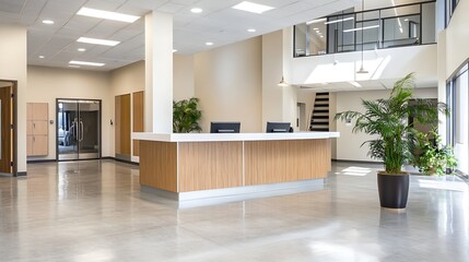 Poster - Modern Reception Area with Bright Interior Design and Stylish Greenery : Generative AI