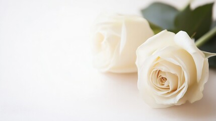 Poster - Elegant white roses on a soft background symbolizing purity and love : Generative AI