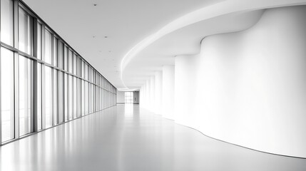 Fototapete - Ultra-modern minimalist interior with smooth curves and bright light : Generative AI