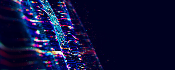 Wall Mural - abstract big data digital stream waves. information flow concept. llm learning process, ai technolog