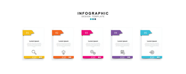 Fototapete - Vector Infographic label design template with icons and 5 options or steps. for your business data. Vector Illustration.