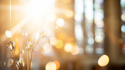 Leinwandbilder - Glowing Serenity Soft Light Filtering Through Stained Glass Resonating with Tranquility and Beauty : Generative AI