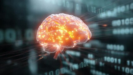 Wall Mural - a glowing ai brain floating in cyberspace with neural lines extending in all directions, surrounded 