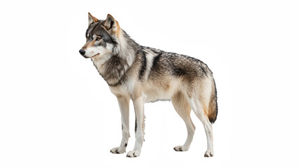  a gray wolf standing photo on a transparent background, PNG image, PNG file, Generative art.