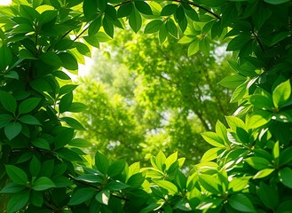 lush green leafy frame with natural light