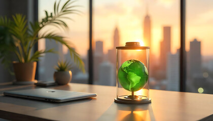 Wall Mural - 3d battery eco energy with green leaf icon. Render 3d battery icon for eco-friendly, green, clean, environmental alternative energy concept. 3d rendering, created with generative ai
