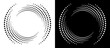© Mykola Mazuryk - Circle abstract background with dynamic halftone dots in spiral. Yin and yang style. Black shape on a white background and the same white shape on the black side.