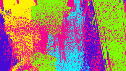 Wall Mural - The background is full of vibrant colorful brush strokes with pink splatters.