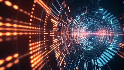 Wall Mural - Futuristic Abstract Data Visualization with Neon Light Effects