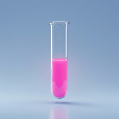 Wall Mural - scientific experiment with pink liquid in glass test tube on gradient background for educational use