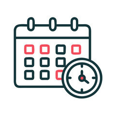 Poster - Calendar with Clock Icon Representing Scheduled Events