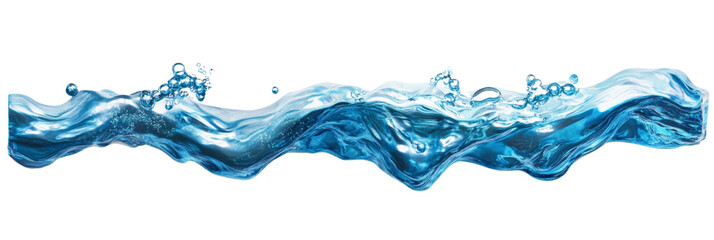 Wall Mural - water wave with bubbles isolated on white background for liquid designs