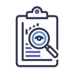 Poster - Clipboard with Magnifying Glass Icon Representing Document Review