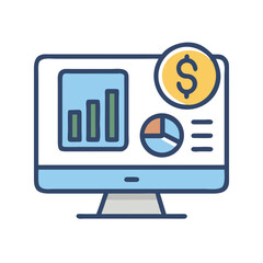Aufkleber - Desktop with Analytics Icon Representing Financial Analysis