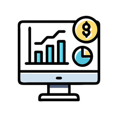 Aufkleber - Desktop with Analytics Icon Representing Financial Analysis