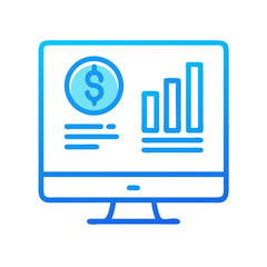 Aufkleber - Desktop with Analytics Icon Representing Financial Analysis