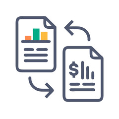 Fototapete - Exchange Report Icon: Representing Data and Revenue Summary