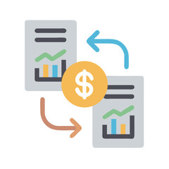 Fototapete - Exchange Report Icon: Representing Data and Revenue Summary