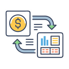 Fototapete - Exchange Report Icon: Representing Data and Revenue Summary