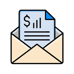 Fototapete - Financial Report in Envelope Icon Representing Business Document Delivery