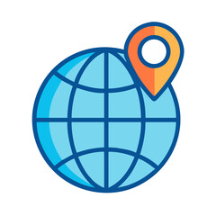 Poster - Globe with Pin Icon Representing Global Business