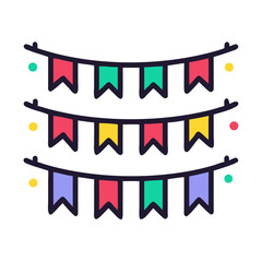 Poster - Hanging Banners Icon Representing Decorative Streamers