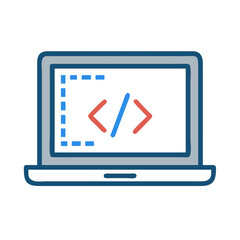 Laptop with Code Icon – Web Development and Programming Symbol for Digital Solutions