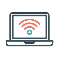 Poster - Laptop with Wi-Fi Icon – Free Internet Connectivity Symbol for Public Access