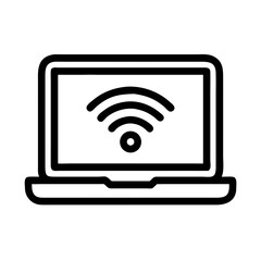 Poster - Laptop with Wi-Fi Icon – Remote Work and Connectivity Symbol for Digital Nomads