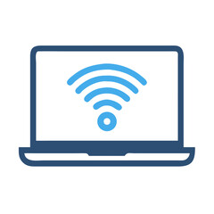 Poster - Laptop with Wi-Fi Icon – Remote Work and Connectivity Symbol for Digital Nomads