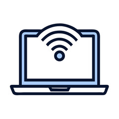 Poster - Laptop with Wi-Fi Icon – Remote Work and Connectivity Symbol for Digital Nomads