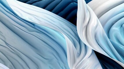 Wall Mural - abstract video concept with flowing, silky textures in blue and white. close-up angle highlights the
