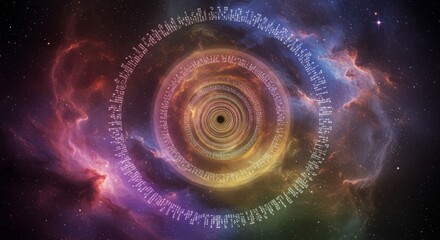 Wall Mural - quantum universe: spiral of time and events - a cosmic visualization symbolizing time, infinity, qua
