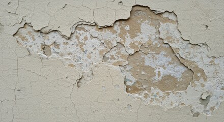 Poster - Close up of aged wall with peeling paint and cracked surface