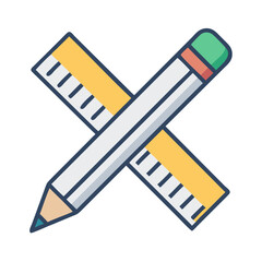 Leinwandbilder - Pencil and Ruler Icon Representing Creative Design