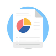 Fototapete - Pie Chart on Document Icon Representing Business Report