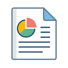 Fototapete - Pie Chart on Document Icon Representing Business Report