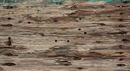 Leinwandbilder - Old wooden planks with nails create a weathered textured surface
