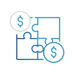 Fototapete - Puzzle with Dollar Icon Representing Financial Strategy Planning