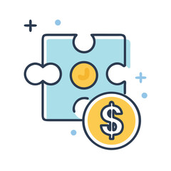 Fototapete - Puzzle with Dollar Icon Representing Financial Strategy Planning