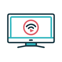 Fototapete - Smart TV Icon – Digital Screen Entertainment Symbol, Connected Media Device