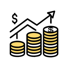 Poster - Stacked Coins with Chart Icon Representing Financial Growth