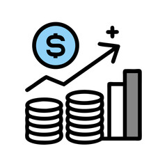 Poster - Stacked Coins with Chart Icon Representing Financial Growth