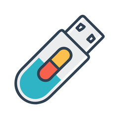 Leinwandbilder - USB Flash Drive Icon Representing Portable File Storage and Data Transfer