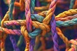 © Ifti Digital - Colorful tangled cords and ropes creating an intricate abstract pattern, Abstract cord and rope and paracord Tangling, complexity, mixing CGI