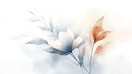 Wall Mural - Watercolor abstract flower in orange and teal color.