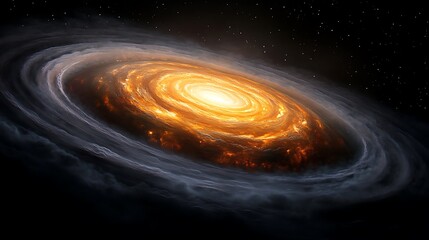 Wall Mural - Spiral galaxy ablaze with vibrant galactic energy.